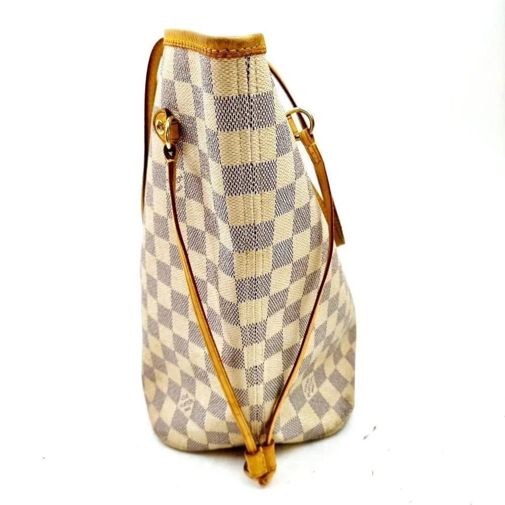 Louis Vuitton Neverfull Mm White Damier Azur Tote